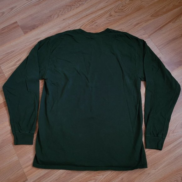Gildan Long Sleeve Man Shirt Dark green Large Cotton Stamped Philadelphia - Picture 3 of 5